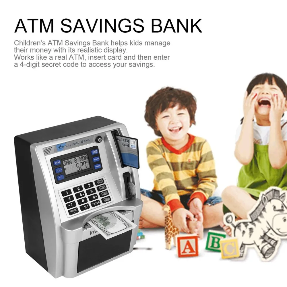 ABS ATM Savings Bank Toys Kids Talking Insert Bills Perfect for Gift Own Personal Cash Point Drop Shipping | Дом и сад
