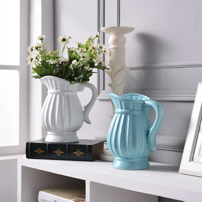 Nordic Retro kettle shape ceramic vase blue white Ceramic flower Vase home wedding Decoration Dried Artificial Flower Decor vase
Nordic Retro kettle shape ceramic vase blue white Ceramic flower Vase home wedding Decoration Dried Artificial Flower Decor vase