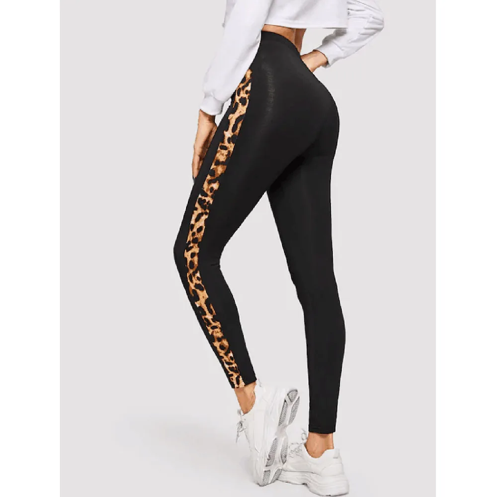 Women High Waist Gym Pants Leopard Print Leggings Female Fitness Sport Running Exercise Jogging Trousers | Спорт и развлечения