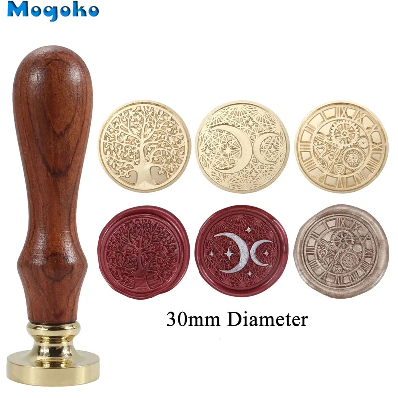 Mogoko 30mm Sealing Wax Stamps Vintage Brass Head Wooden Handle Wax Seal Stamp Envelope Decor Tree of Life/Clock Gear/Moon&Star
Mogoko 30mm Sealing Wax Stamps Vintage Brass Head Wooden Handle Wax Seal Stamp Envelope Decor Tree of Life/Clock Gear/Moon&Star