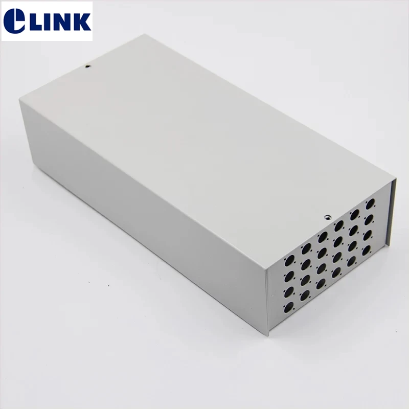 

24 cores FTTH FC blank terminal box SPCC 24 ports FC fiber optic patch panel FTTX distribution box Beige ELINK thickened 1.0MM