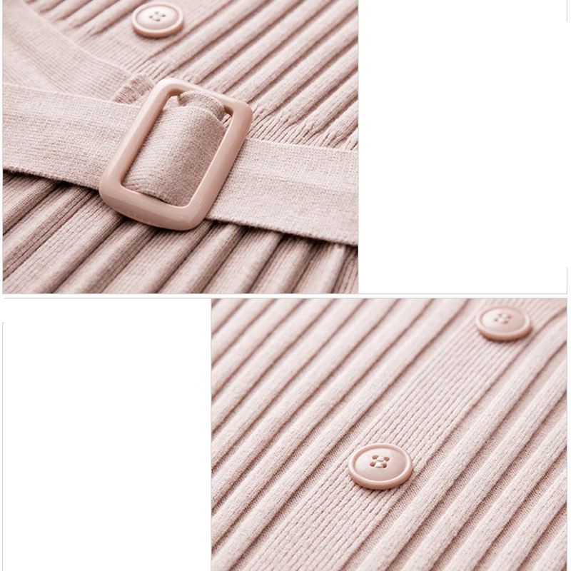 New Fashion Women Elegant Autumn Winter Dress Long Sleeve Pleat Sweater Dress Loose Knitted Slim warm Long Party Dress with Belt
New Fashion Women Elegant Autumn Winter Dress Long Sleeve Pleat Sweater Dress Loose Knitted Slim warm Long Party Dress with Belt