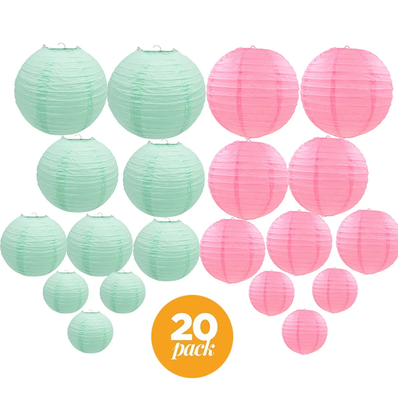 20 Pcs/set 6"-12" Pink Mint Green Chinese Paper lantern lampion Assorted Sizes Color lampion de mariage Wedding Hanging Decor
20 Pcs/set 6"-12" Pink Mint Green Chinese Paper lantern lampion Assorted Sizes Color lampion de mariage Wedding Hanging Decor