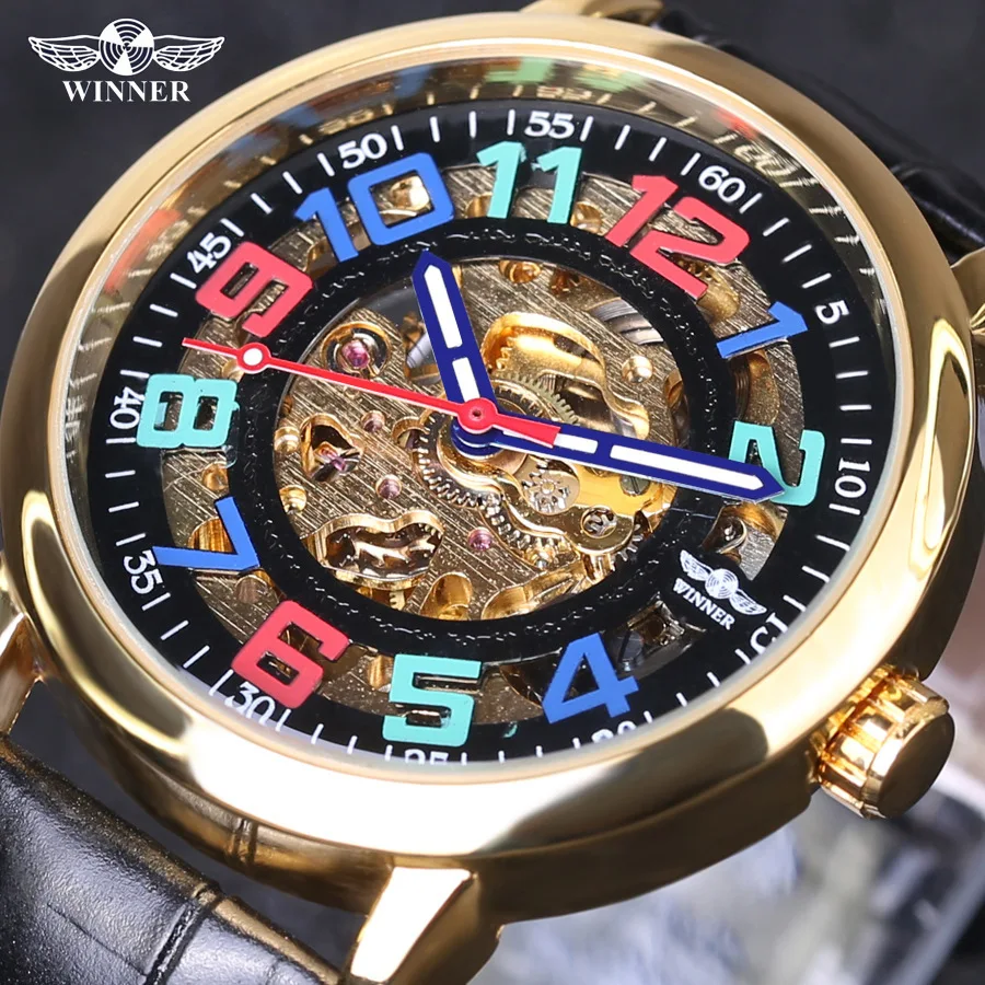 Winner Colourful Number Design Transparent Genuine Leather Belt Waterproof Skeleton Man Automatic Watches Top Brand Luxury Clcok
Winner Colourful Number Design Transparent Genuine Leather Belt Waterproof Skeleton Man Automatic Watches Top Brand Luxury Clcok