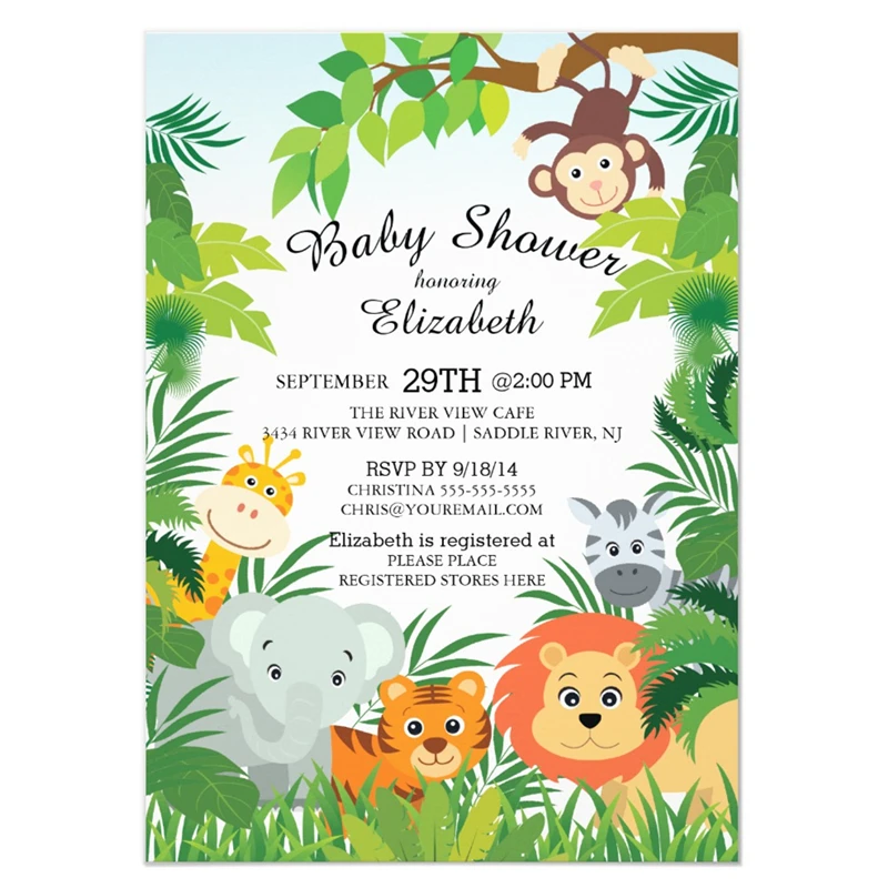 Personalized Cute Jungle Safari Baby Shower Invitations Birthday Party Supplies Birthday Party Decorations Kids Event Birthday
Personalized Cute Jungle Safari Baby Shower Invitations Birthday Party Supplies Birthday Party Decorations Kids Event Birthday