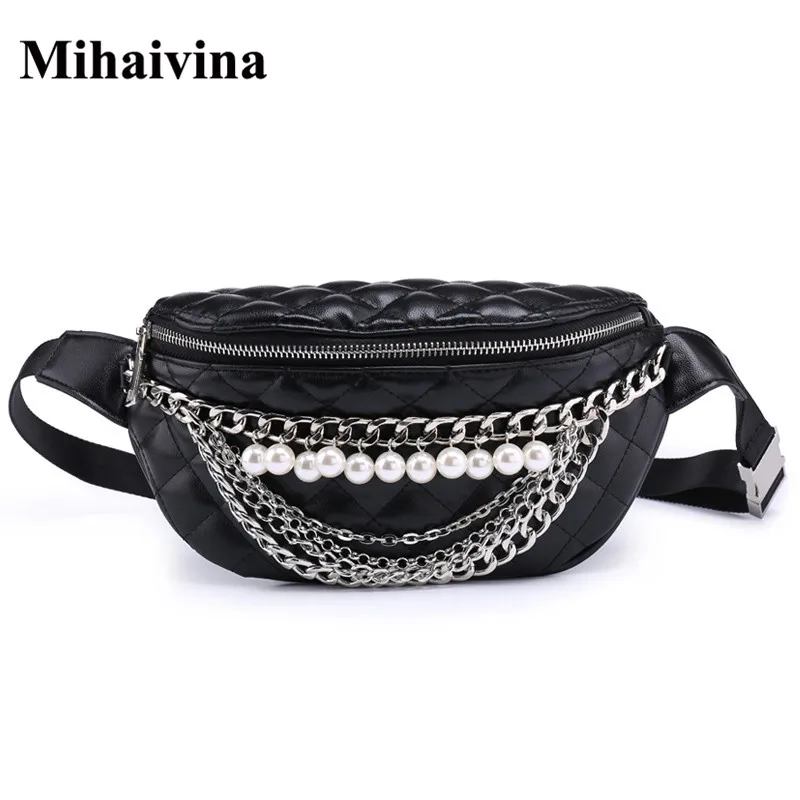 Mihaivina Waist Bag Women Pearl Chain Waist Packs Bags Luxury Brand Fashion Leather Belt Chest Handbag Black Ladies Belt Bag
Mihaivina Waist Bag Women Pearl Chain Waist Packs Bags Luxury Brand Fashion Leather Belt Chest Handbag Black Ladies Belt Bag