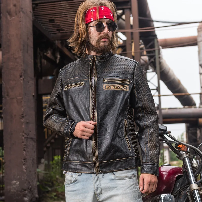 AVIREXFLY Men Motorcycle Leather Jacket Genuine 100% Real Cowskin Embroidery skulls Biker Jacket Winter Coats
AVIREXFLY Men Motorcycle Leather Jacket Genuine 100% Real Cowskin Embroidery skulls Biker Jacket Winter Coats