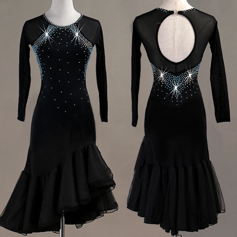 New Latin Dance Dress For Women Shiny Long Sleeve Black Dress Lace Salsa Dress Professional Stage Competitive Latin Dress VDB127
New Latin Dance Dress For Women Shiny Long Sleeve Black Dress Lace Salsa Dress Professional Stage Competitive Latin Dress VDB127