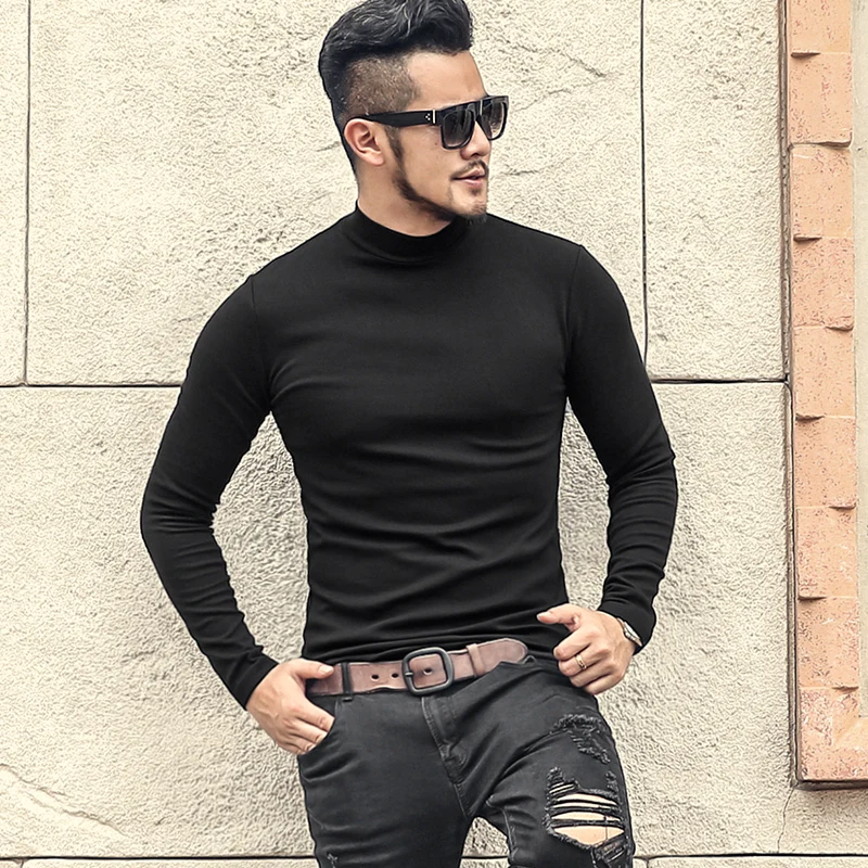 Men New Winter Elasticed Turtleneck European Style T-shirt Men's Solid Mercerized Cotton Long Sleeve Casual Top Tees T915
Men New Winter Elasticed Turtleneck European Style T-shirt Men's Solid Mercerized Cotton Long Sleeve Casual Top Tees T915