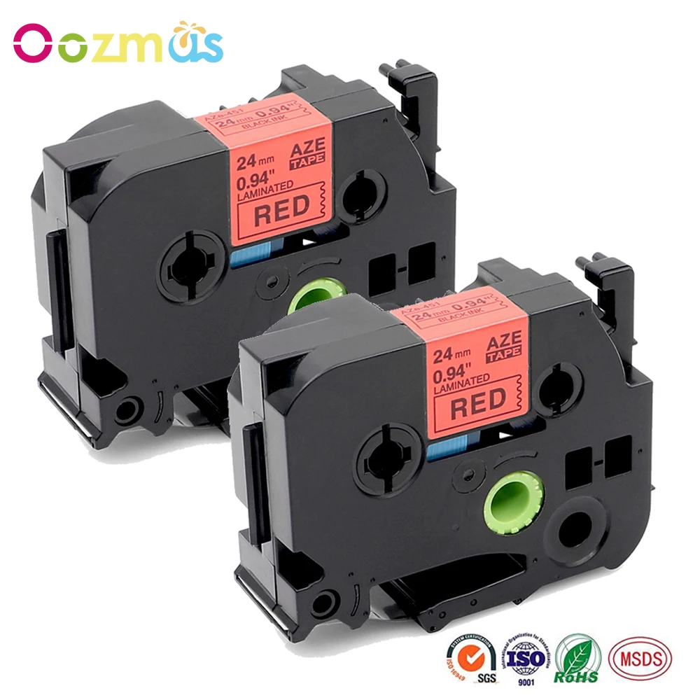 Oozmas 2 шт. TZE лента 24 мм совместимая с Brother ламинированная этикетка TZe 451 для P Touch