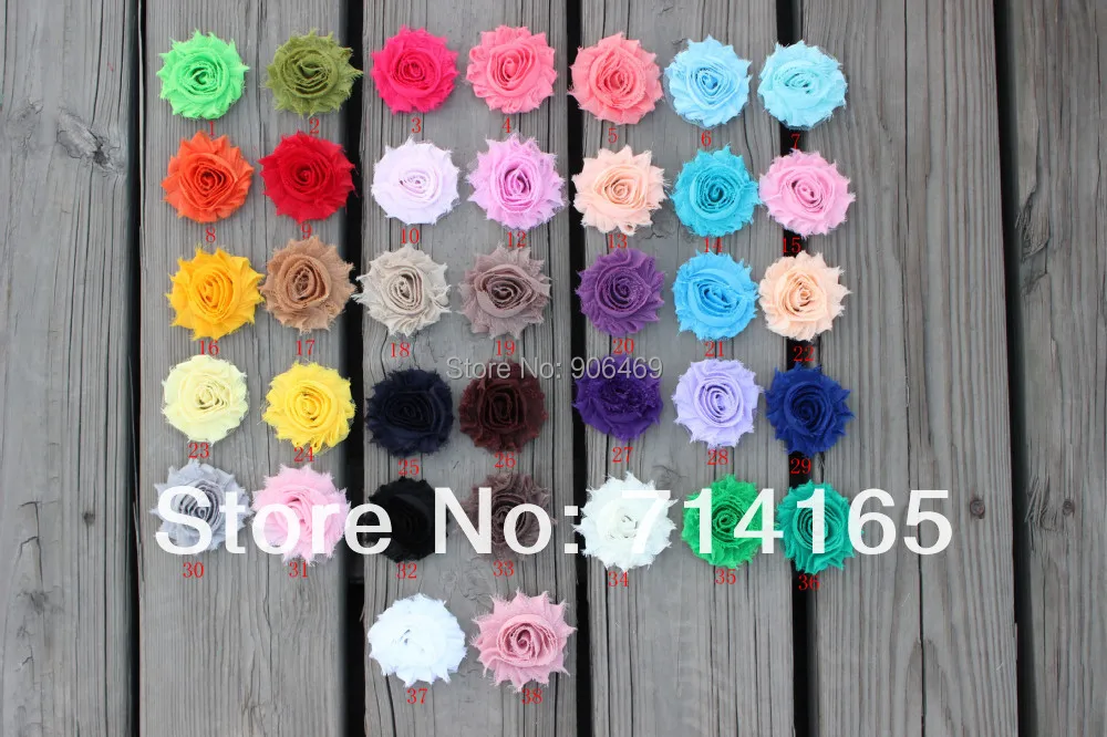 

2.5" chic shabby frayed chiffon flowers,chiffon Rosette flowers 43 solid colors 100pcs/lot