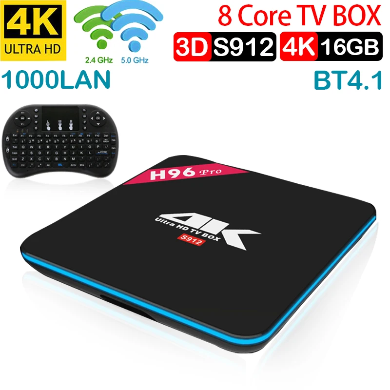 Xinways H96pro android tv box Amlogic S912 Восьмиядерный smart 3 Гб RAM 16 ROM 2 4G/5G Wifi BT 4 1 Smart Set Top Box 4K