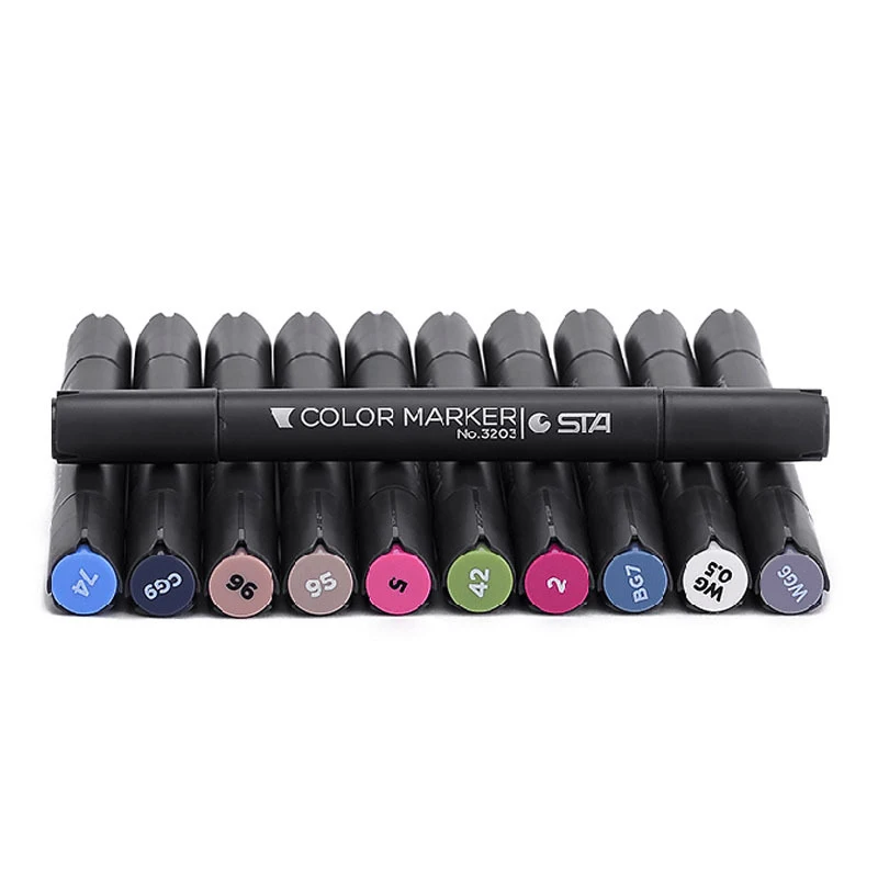 STA 12Pcs Color Optional Double-Ended Brush Art Marker Set For Sketch Manga Graphic Design Figures Cartoon Comic Drawing
STA 12Pcs Color Optional Double-Ended Brush Art Marker Set For Sketch Manga Graphic Design Figures Cartoon Comic Drawing