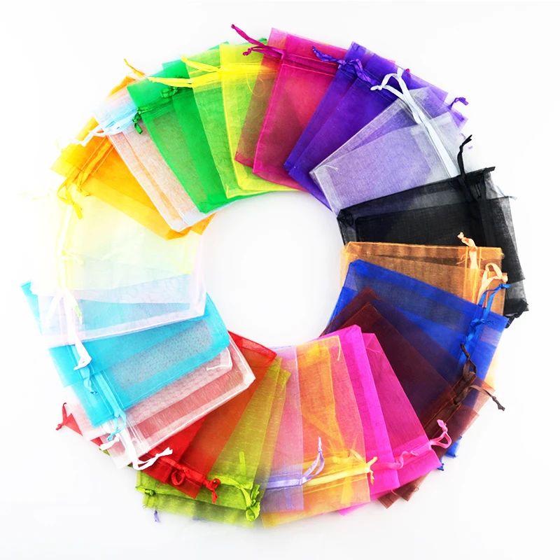 BEAUCHAMP 20PCS Organza Bags Sheer Gauze Drawstring Jewelry Gift Bag Black Color Party Wedding Little Satin Pouches packaging | Украшения и