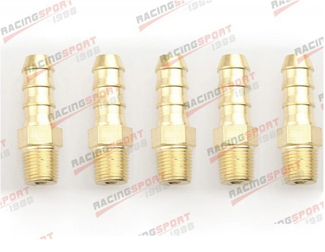 

5pcs Brass 3/8" Male Hose Barbs to 1/4" NPT Thread Fuel Oil Fitting Adapter