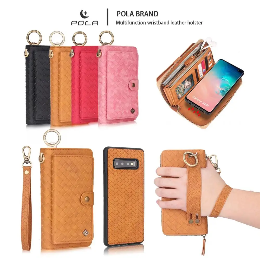 POLA Fashion Woven Pattern Wristband Leather Holster Zip Wallet Case For Samsung Galaxy Card Pocket Magnetic Detachable Car Ring
POLA Fashion Woven Pattern Wristband Leather Holster Zip Wallet Case For Samsung Galaxy Card Pocket Magnetic Detachable Car Ring