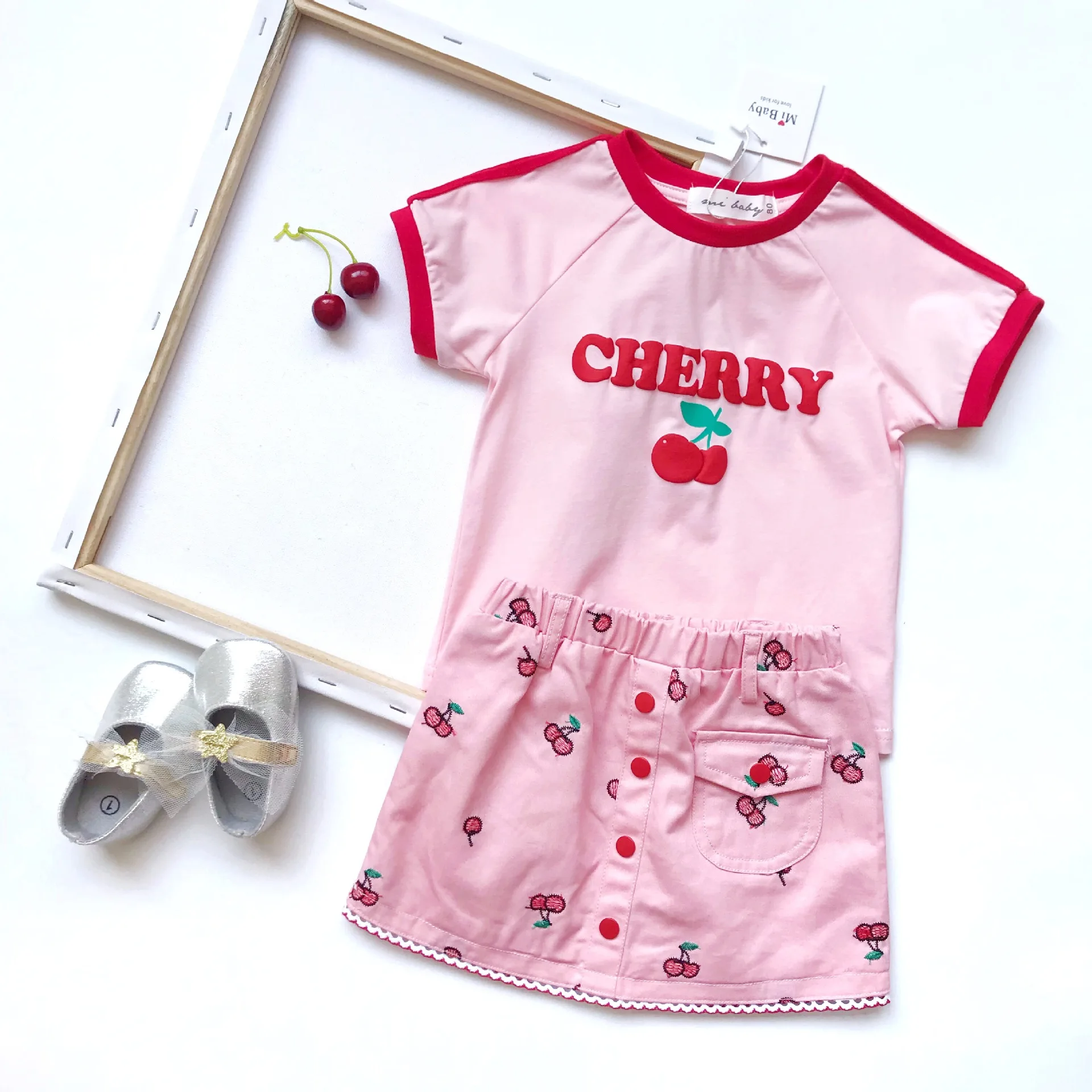 girls clothes toddler girl clothes toddler outfit sets kids clothes cherry kids t shirts+skirts 2 pcs clothing sets girls tee