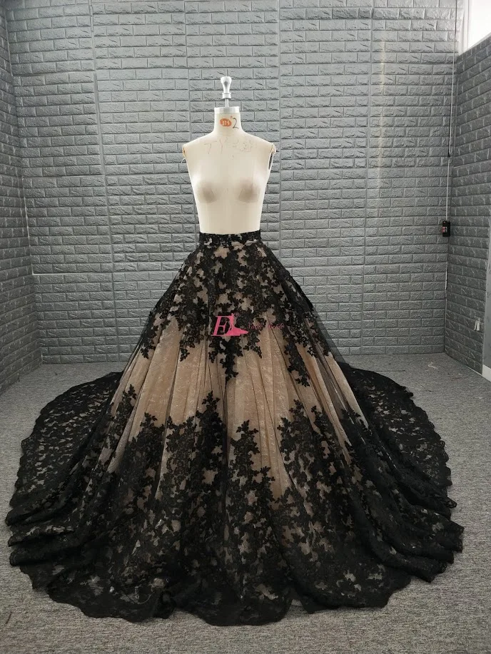Роскошные Выпускные платья цвета шампанского с черной кружевной аппликацией