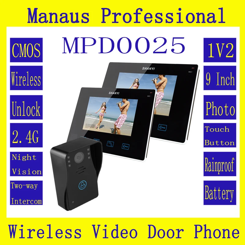 New High Quality 9" Wireless Door Phone Doorbell Intercom With Touch Key Camera (1V2) D25b
New High Quality 9" Wireless Door Phone Doorbell Intercom With Touch Key Camera (1V2) D25b