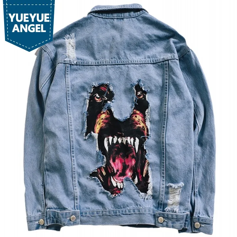 Harajuku Fashion Men Hip Hop Denim Jacket Funny Dog Printed Broken Hole Jean Jacket Autumn Streetwear BF Style Coat Male Clothes
Harajuku Fashion Men Hip Hop Denim Jacket Funny Dog Printed Broken Hole Jean Jacket Autumn Streetwear BF Style Coat Male Clothes