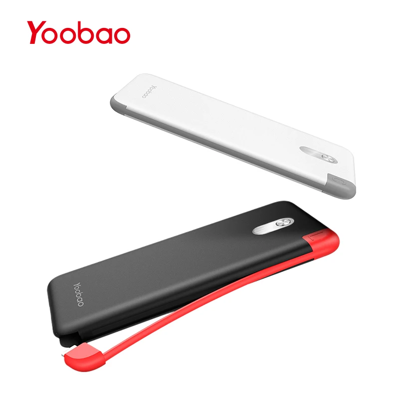 Yoobao 5000 мАч встроенный съемный кабель Мощность Bank внешняя Батарея ультра тонкий