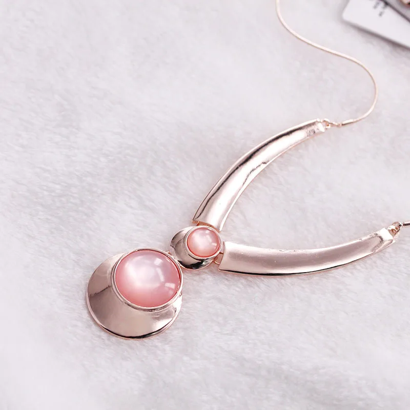 M014 BIGBING fashion jewelry golden pink crystal Necklace stud Earrings set high quality | Украшения и аксессуары