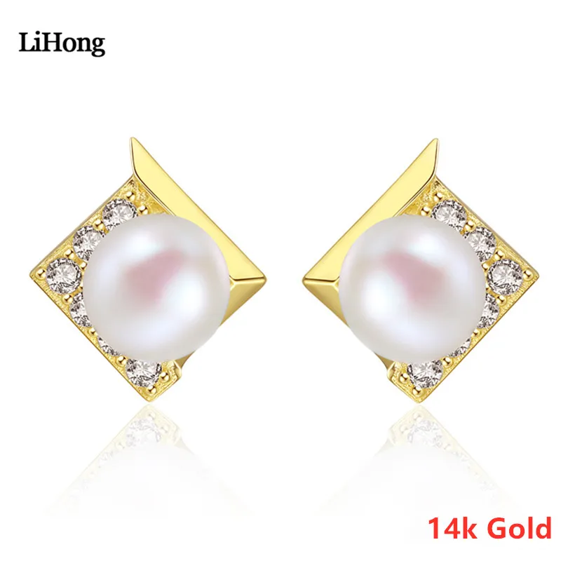 New Hot Sale 14k Yellow Gold Freshwater Pearl Stud Earrings For Female Geometric Zircon Ear Jewelry Gift
New Hot Sale 14k Yellow Gold Freshwater Pearl Stud Earrings For Female Geometric Zircon Ear Jewelry Gift