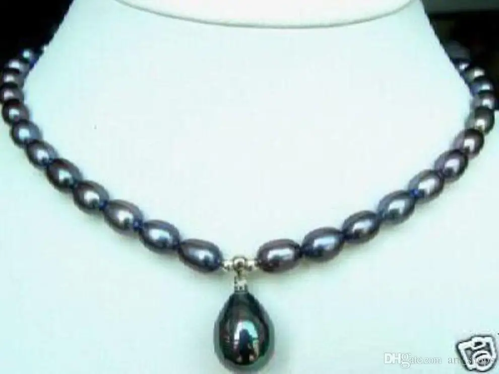8-9mm Genuine Black Akoay Cultured Pearl Necklace>>> free shipping