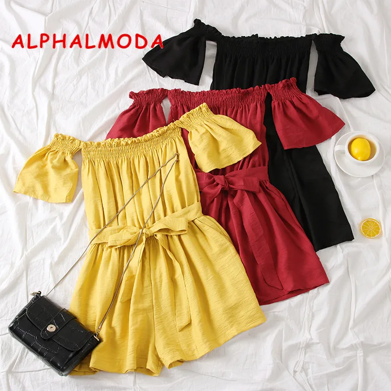 Женский комбинезон ALPHALMODA, повседневный цельный комбинезон с открытыми плечами и поясом для отдыха на лето 2019
Женский комбинезон ALPHALMODA, повседневный цельный комбинезон с открытыми плечами и поясом для отдыха на лето 2019