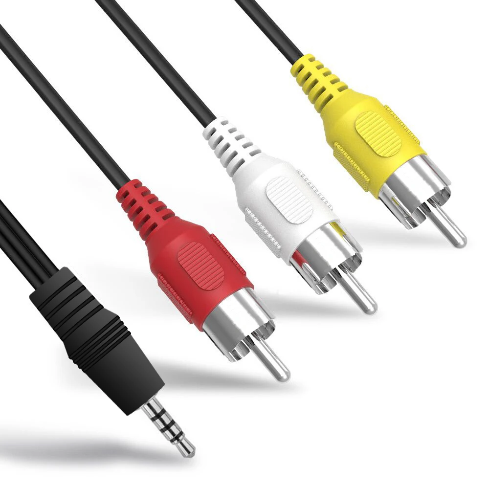 10 шт. 3.5 мм кабель av Мужской до 3 RCA мужской Композитный Аудио Видео Jack штекер