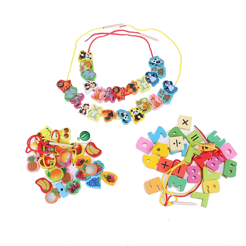 Wooden toys Baby DIY Toy Cartoon Fruit Animal Stringing Threading Wooden beads toy Educational for Children New
Wooden toys Baby DIY Toy Cartoon Fruit Animal Stringing Threading Wooden beads toy Educational for Children New