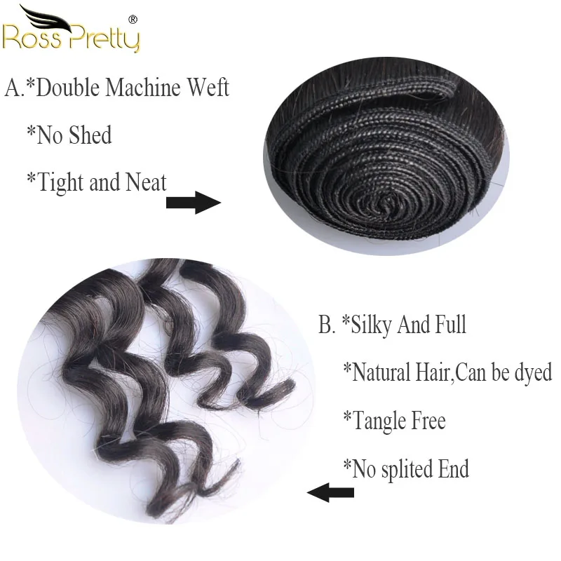 Human Hair Weave Bundles Water Loose Brazilian 8inch to 30inch Ross Pretty Remy extension 1/3/4 pcs sale |
