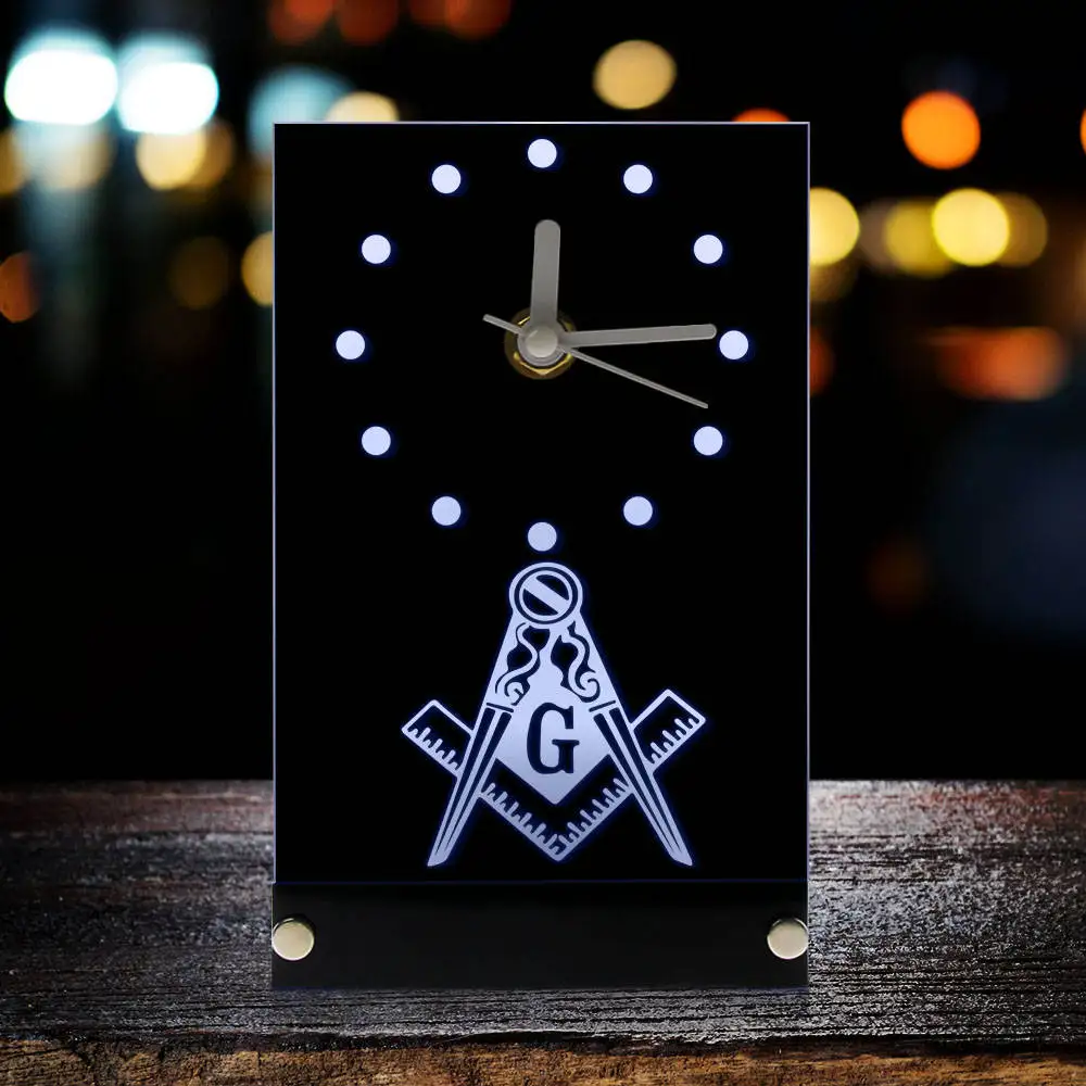 Электронные настольные часы масонский масон Freemason с квадратными и компасом