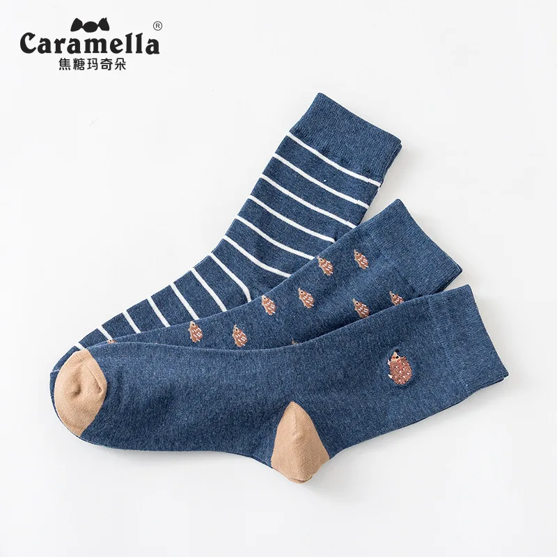 Caramella мужские хлопковые носки с вышивкой 3 пары/Лот|Мужские носки| |
