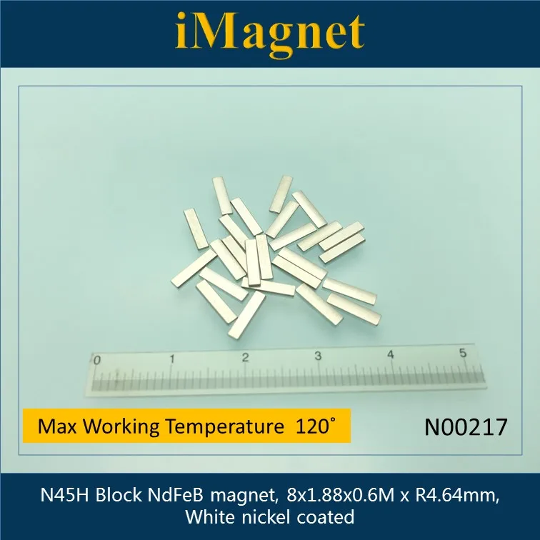 N00217 50 шт N45H Блок Сильный редкоземельный неодимовый магнит, 8x1,88x0,6 м x r4.64мм, кубовидный NdFeB магнит, белый никелевый блок магнит
N00217 50 шт N45H Блок Сильный редкоземельный неодимовый магнит, 8x1,88x0,6 м x r4.64мм, кубовидный NdFeB магнит, белый никелевый блок магнит