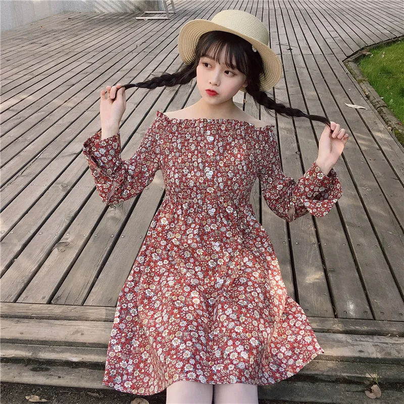 Spring new Mori girl sweet Slash neck Floral long-sleeved Vintage Pastoral style girls dress sexy sweet Daily college dress
Spring new Mori girl sweet Slash neck Floral long-sleeved Vintage Pastoral style girls dress sexy sweet Daily college dress