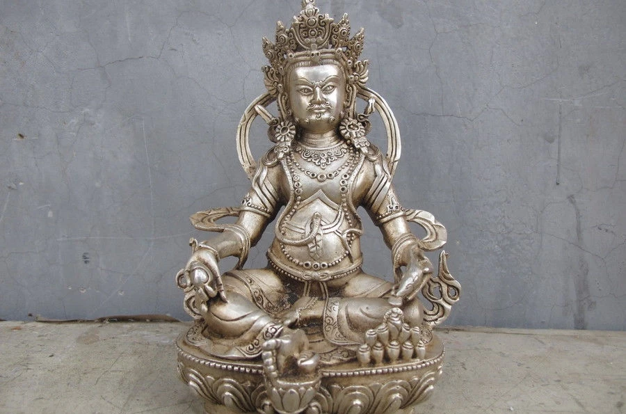 Free Shipping Tibet Buddhism White Bronze Silver Yellow Jambhala wealth God Buddha Statue 20cm
Free Shipping Tibet Buddhism White Bronze Silver Yellow Jambhala wealth God Buddha Statue 20cm
