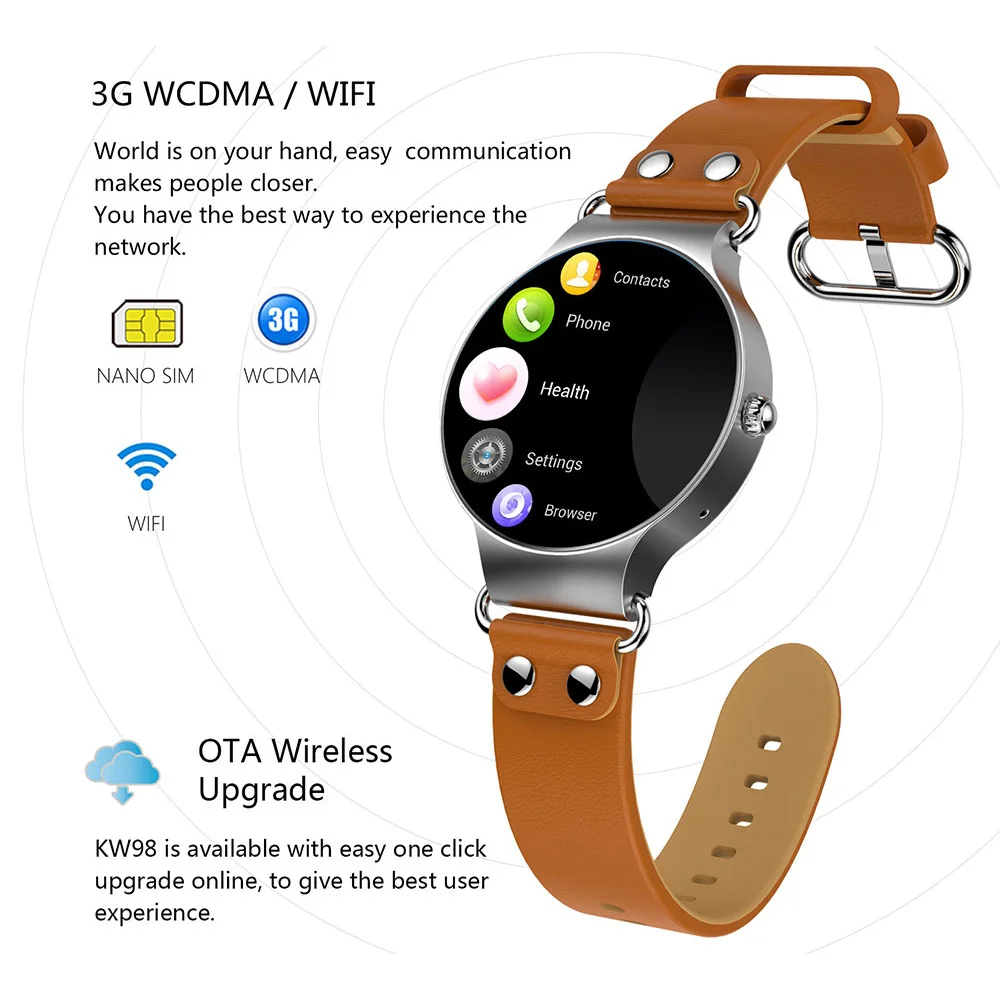 2018 KW98 Смарт часы Android 5 1 3G Wi Fi gps MTK6580 Smartwatch iOS для Samsung Шестерни S3 Xiaomi PK H2|watch android|smart
