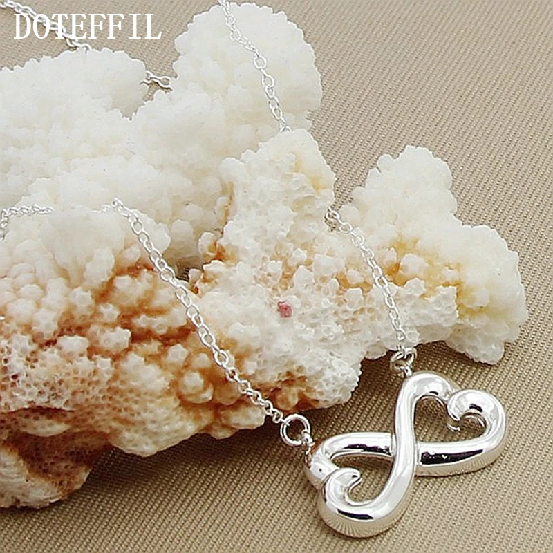 DOTEFFIL 925 Sterling Silver Double Heart Pendant Necklace 18 inch Chain For Women Engagement Wedding Fashion Charm Jewelry
DOTEFFIL 925 Sterling Silver Double Heart Pendant Necklace 18 inch Chain For Women Engagement Wedding Fashion Charm Jewelry