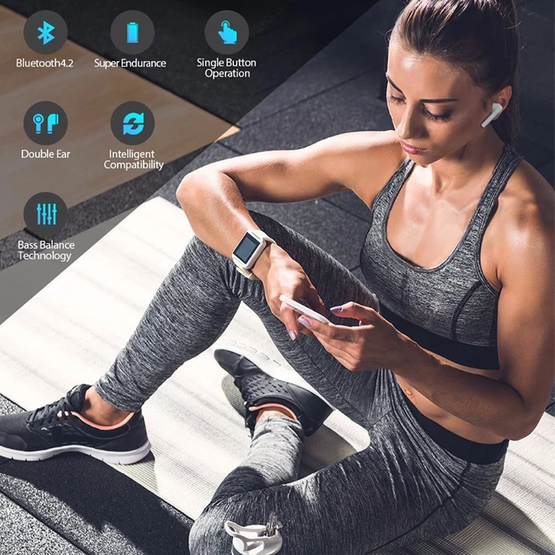 Bluetooth наушники с микрофоном TWS зарядным футляром для Samsung Galaxy A8 Plus A6 A4 2018 J7 J3 Prime