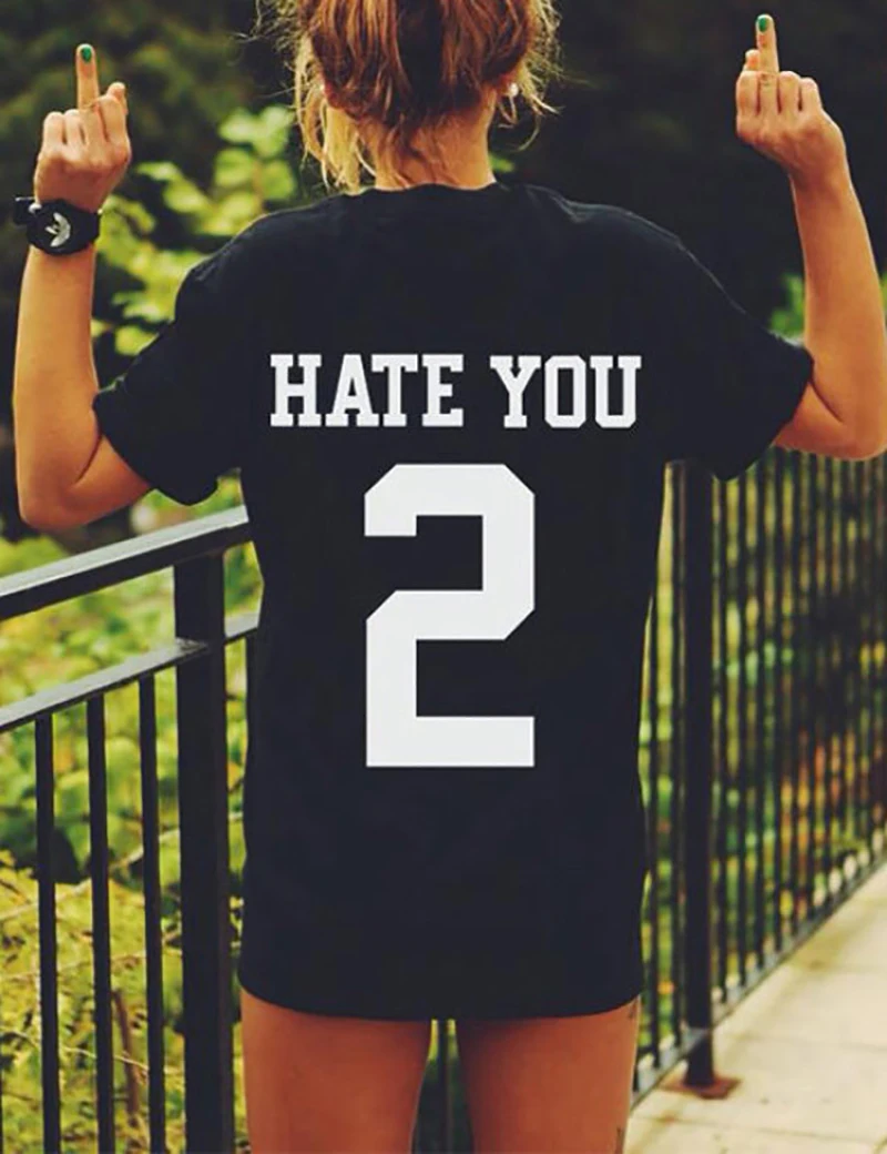T Shirt Gothic Style Plus Size Fashion Tee Shirt Tops HATE YOU TWO Shirt Punk Swag Hip Hop Streetwear Tee Shirt Femme XS-3XL
T Shirt Gothic Style Plus Size Fashion Tee Shirt Tops HATE YOU TWO Shirt Punk Swag Hip Hop Streetwear Tee Shirt Femme XS-3XL