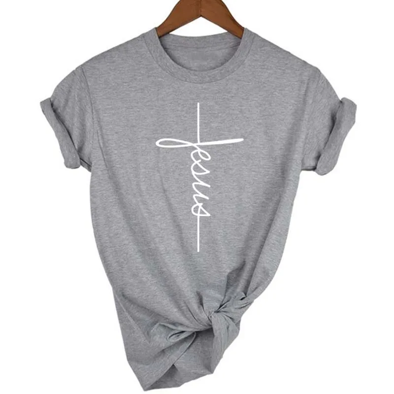 Женская футболка с надписью Jesus cross модная grunge tumblr летняя хлопковая pray faith