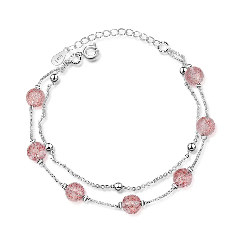 Fashion 925 sterling silver pink Natural strawberry crystal ladies bracelets jewelry wholesale Christmas gift drop shipping
Fashion 925 sterling silver pink Natural strawberry crystal ladies bracelets jewelry wholesale Christmas gift drop shipping