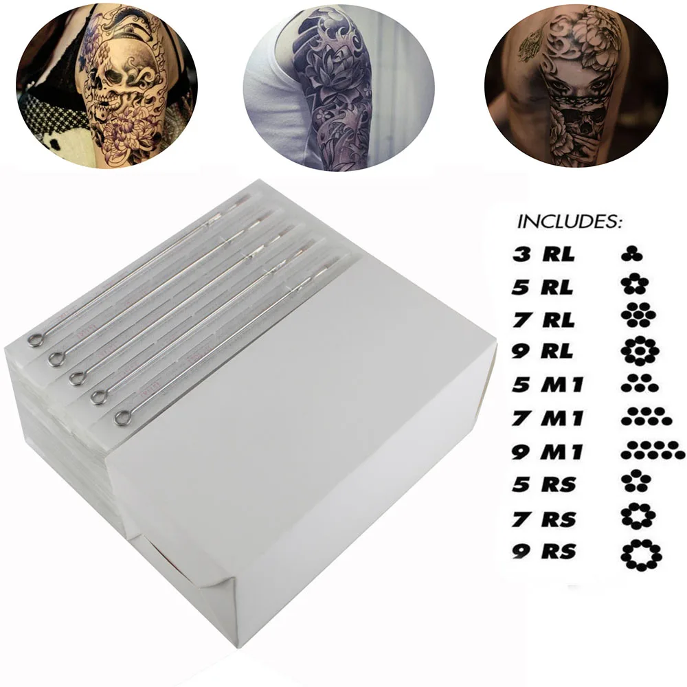 High Quality 100pcs/box Mixed Disposable Stainless Steel Tattoo Needles 3RL 5RL 7RL 9RL 5RS 7RS 9RS 5M1 7M1 9M1
High Quality 100pcs/box Mixed Disposable Stainless Steel Tattoo Needles 3RL 5RL 7RL 9RL 5RS 7RS 9RS 5M1 7M1 9M1