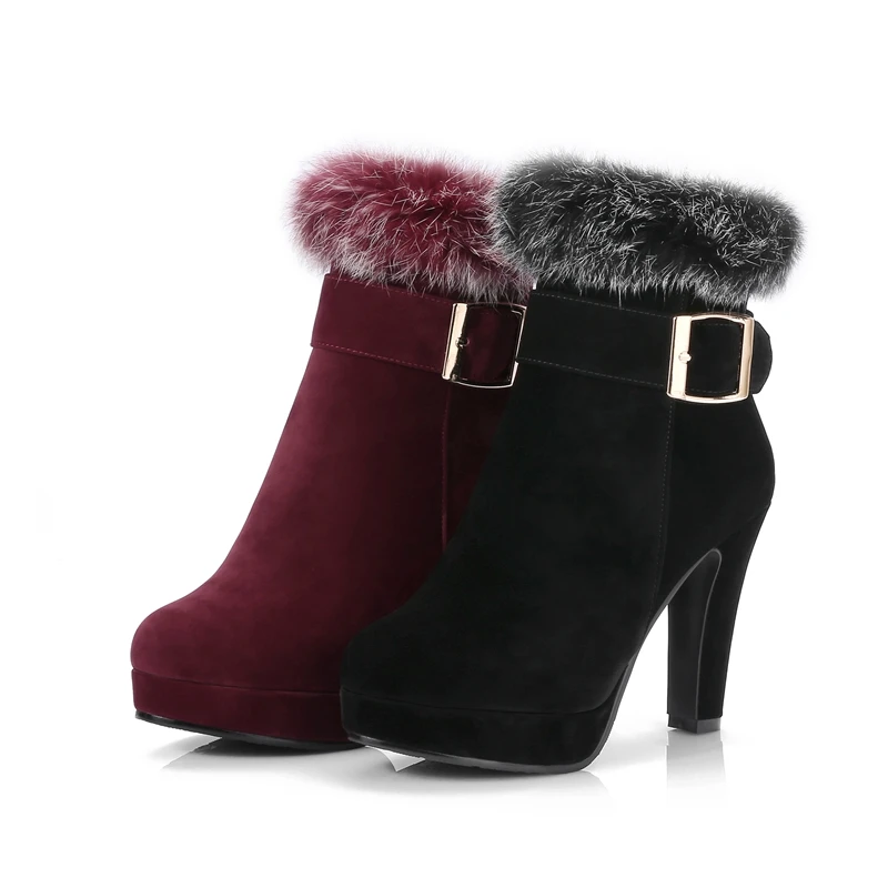 ENMAYER New Women Kid suede solid buckle zip ankle boot lady faux fur thin heel high heel boots Big size 34-43 ZYL701
ENMAYER New Women Kid suede solid buckle zip ankle boot lady faux fur thin heel high heel boots Big size 34-43 ZYL701