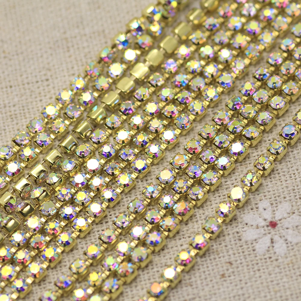 2 yard 3mm crystal AB Black red rhinestone cup chain Glass sew on rhinestone with Gold metal claw base DIY clothing dress bags
2 yard 3mm crystal AB Black red rhinestone cup chain Glass sew on rhinestone with Gold metal claw base DIY clothing dress bags