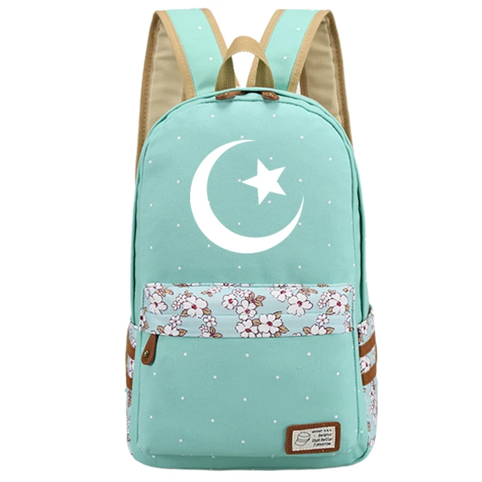 Islam Moon школьные сумки для девочек женские холщовые с цветами рюкзаки ноутбука
