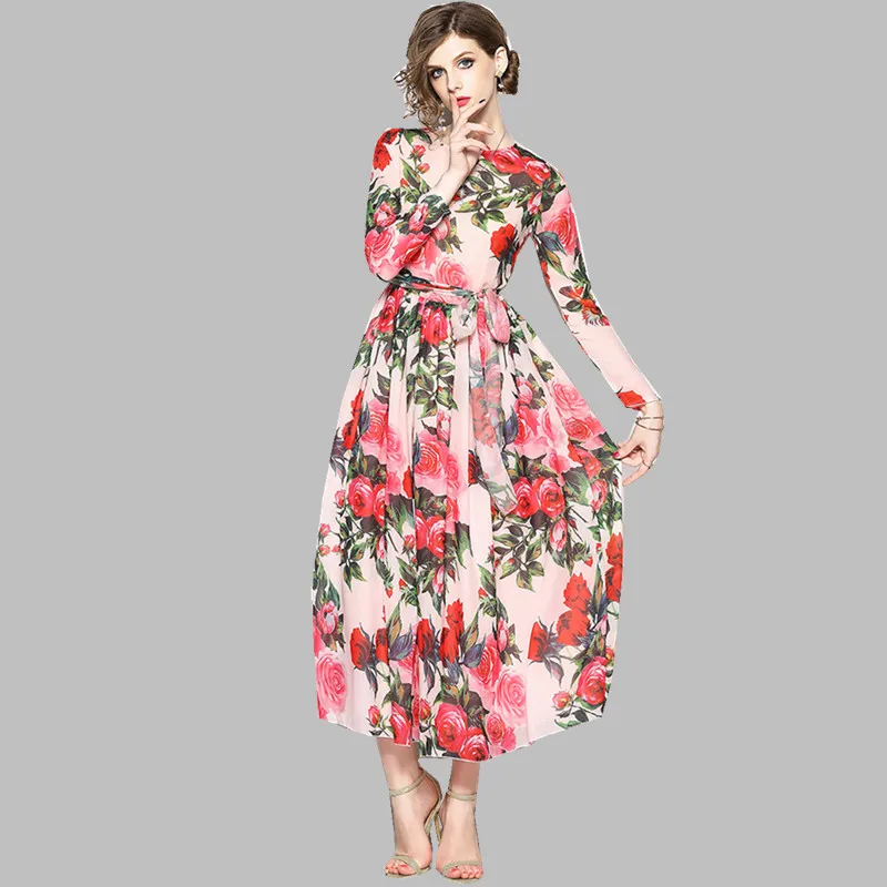JSXDHK New 2021 Pink Chiffon Printed Rose Long Party Dress Runway Spring Summer Long Sleeve Boho Maxi Dress Fashion Beach Dress
JSXDHK New 2021 Pink Chiffon Printed Rose Long Party Dress Runway Spring Summer Long Sleeve Boho Maxi Dress Fashion Beach Dress