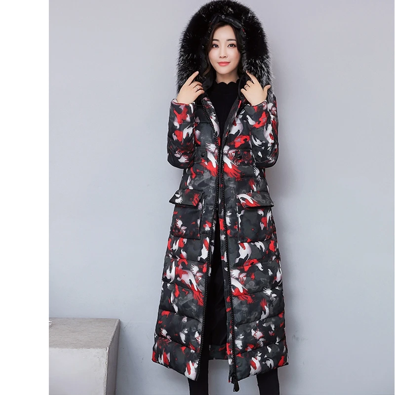 New Winter Jacket Women X-Long thicken Fur Collar Hooded Cotton Padded Parka camouflage coat black loose outwear hot sale GA1412
New Winter Jacket Women X-Long thicken Fur Collar Hooded Cotton Padded Parka camouflage coat black loose outwear hot sale GA1412