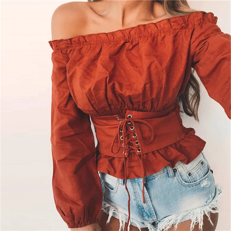 Women's Off Shoulder Navel TShirt Slim Strapless Tees 2018 Sexy T Retro Waist Lattice Short Cotton T-shirt Female Tide Top Hips
Women's Off Shoulder Navel TShirt Slim Strapless Tees 2018 Sexy T Retro Waist Lattice Short Cotton T-shirt Female Tide Top Hips